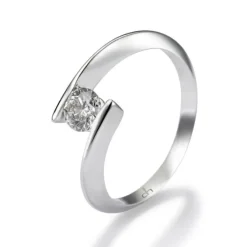 Solitario "Encuentro" de oro blanco con diamante talla brillante de 0.42 quilates