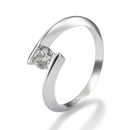 Solitario "Encuentro" de oro blanco con diamante talla brillante de 0.42 quilates
