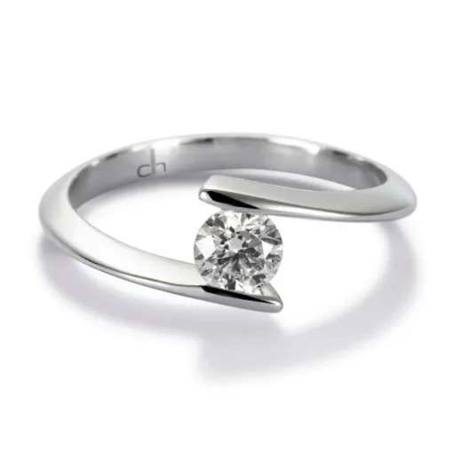 Solitario "Encuentro" de oro blanco con diamante talla brillante de 0.42 quilates