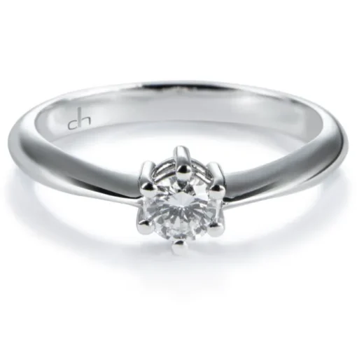 Solitario "Ginebra" de oro blanco con diamante talla brillante 0.20 quilates