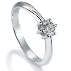 Solitario "Ginebra" de oro blanco con diamante talla brillante 0.20 quilates
