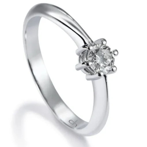 Solitario "Ginebra" de oro blanco con diamante talla brillante 0.20 quilates
