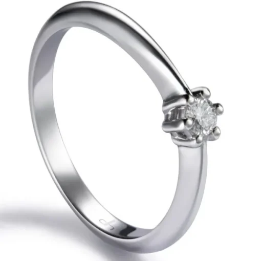 Solitario "Ginebra" de oro blanco con diamante talla brillante 0.07 quilates