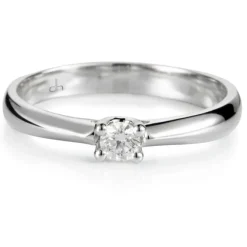 Solitario "Hannah" de oro blanco con diamante talla brillante