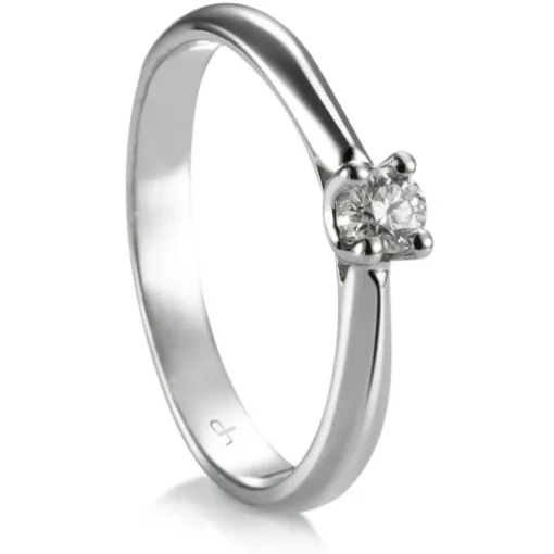 Solitario "Hannah" de oro blanco con diamante talla brillante