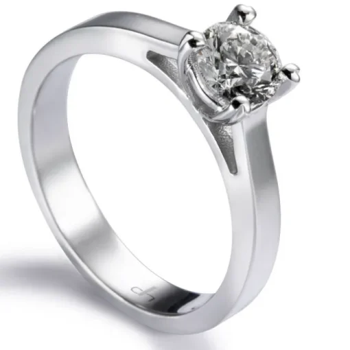 Solitario "Julia" de oro blanco con diamante talla brillante 0.51 quilates