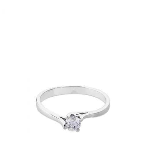 Solitario Leticia de oro blanco con diamante talla brillante 0.17 quilates