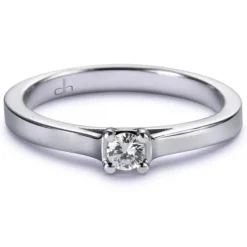 Solitario "Marina" de oro blanco con diamante talla brillante 0.09 quilates