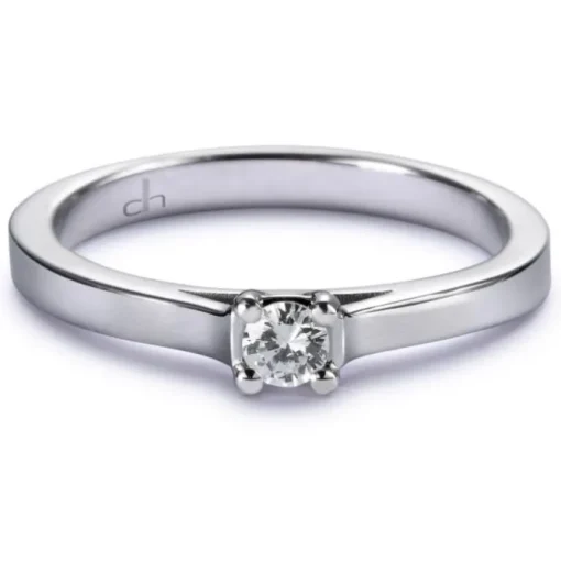 Solitario "Marina" de oro blanco con diamante talla brillante 0.09 quilates