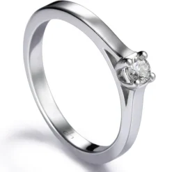 Solitario "Marina" de oro blanco con diamante talla brillante 0.09 quilates