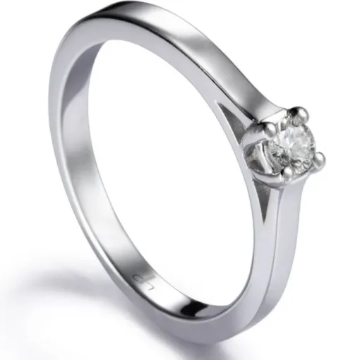 Solitario "Marina" de oro blanco con diamante talla brillante 0.09 quilates