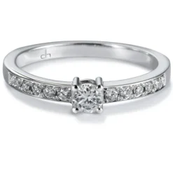 Solitario "Norah" de oro blanco con diamante talla brillante de 0.13 quilates