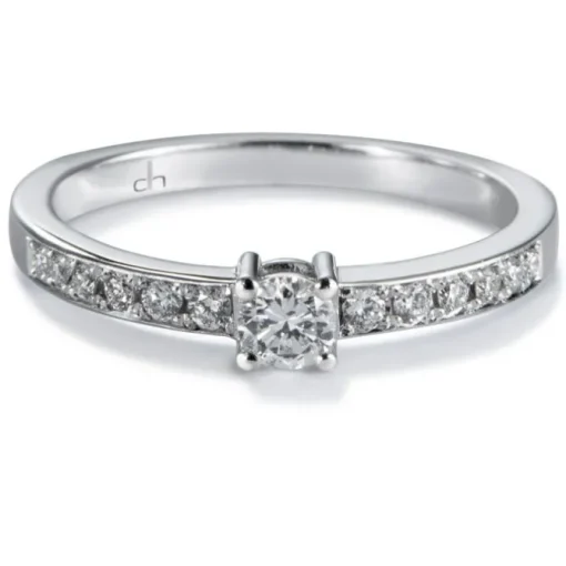 Solitario "Norah" de oro blanco con diamante talla brillante de 0.13 quilates
