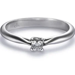 Solitario "Olivia" de oro blanco con diamante talla brillante 0.08 quilates