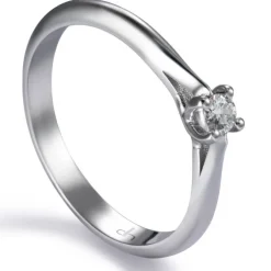 Solitario "Olivia" de oro blanco con diamante talla brillante 0.08 quilates