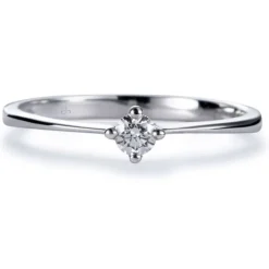 Solitario "Timotea" de oro blanco con diamante en forma de rombo