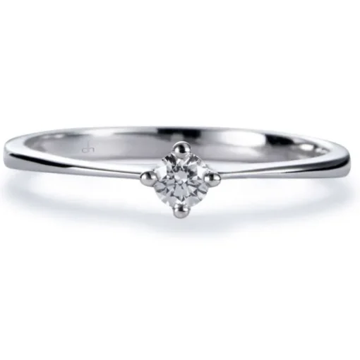 Solitario "Timotea" de oro blanco con diamante en forma de rombo