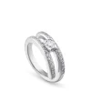 Solitario "Twins" de oro blanco con diamante central 0.34 quilates en garra y pavé en montura