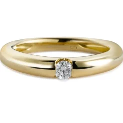 Solitario "Venecia" de oro amarillo con diamante embutido 0.10 quilates
