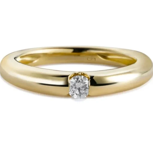 Solitario "Venecia" de oro amarillo con diamante embutido 0.10 quilates