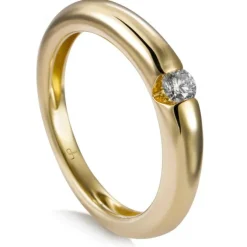 Solitario "Venecia" de oro amarillo con diamante embutido 0.10 quilates