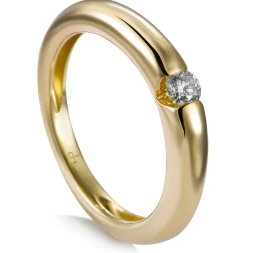 Solitario "Venecia" de oro amarillo con diamante embutido 0.10 quilates
