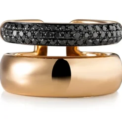Sortija ancha de oro rosa con diamantes negros