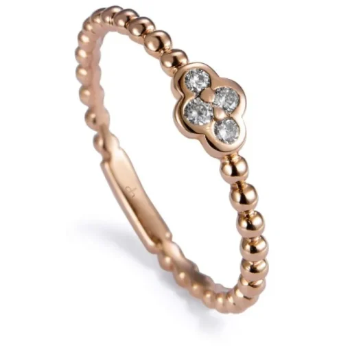 Sortija "Bubbles" de oro rosa con 4 diamantes en chatón