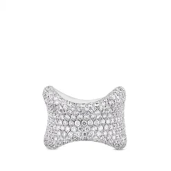 Sortija de oro blanco ancha con pavé de diamantes