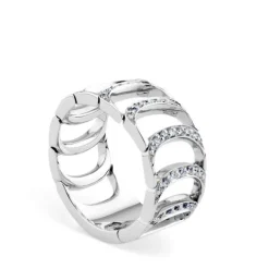 Sortija de oro blanco colección D con pavé de diamantes