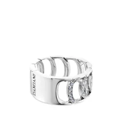 Sortija de oro blanco colección D con pavé de diamantes