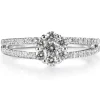 Sortija de oro blanco con roseta de diamantes en engaste invisible