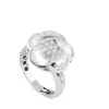 Sortija de oro blanco línea Bon Ton de Pasquale Bruni con cuarzo blanco y laterales con pavé de diamantes