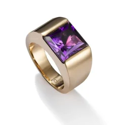Sortija de oro rosa con amatista