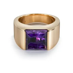 Sortija de oro rosa con amatista