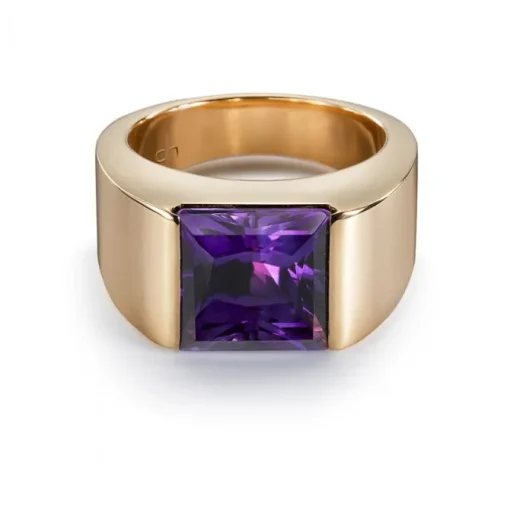 Sortija de oro rosa con amatista