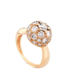 Sortija de oro rosa con bola grande de diamantes