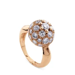 Sortija de oro rosa con bola pequeña de diamantes