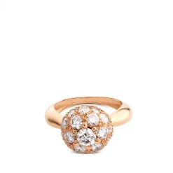 Sortija de oro rosa con bola grande de diamantes
