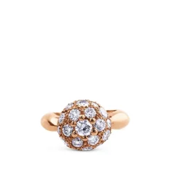 Sortija de oro rosa con bola pequeña de diamantes