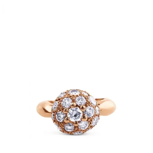 Sortija de oro rosa con bola pequeña de diamantes