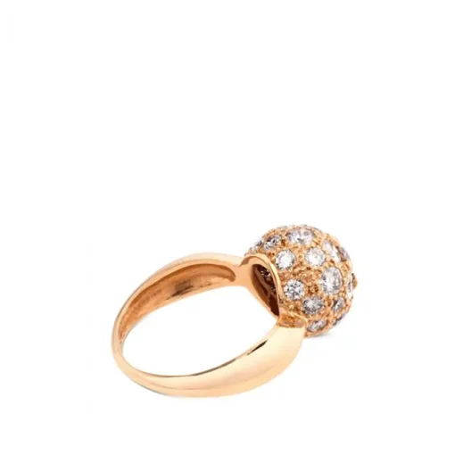 Sortija de oro rosa con bola grande de diamantes