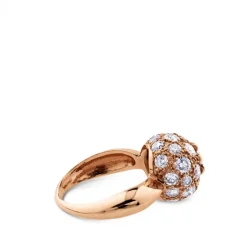 Sortija de oro rosa con bola pequeña de diamantes