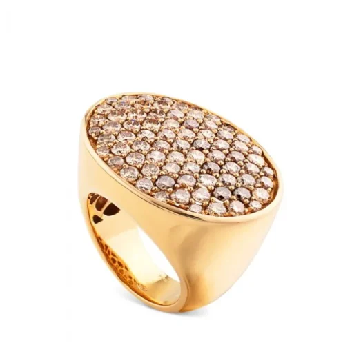 Sortija de oro rosa oval con diamantes brown