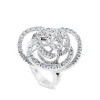 Sortija fantasía de oro blanco con pavé de diamantes