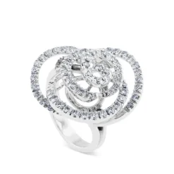Sortija fantasía de oro blanco con pavé de diamantes