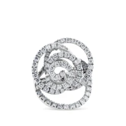 Sortija fantasía de oro blanco con pavé de diamantes