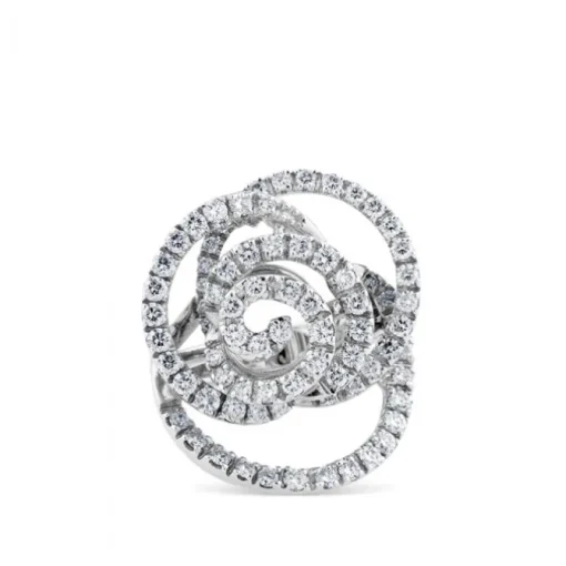 Sortija fantasía de oro blanco con pavé de diamantes