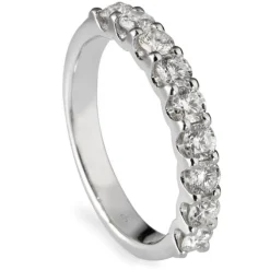 Sortija media alianza de oro blanco con diamantes