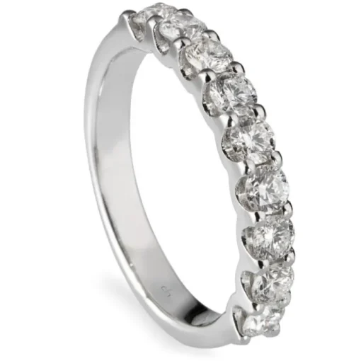 Sortija media alianza de oro blanco con diamantes